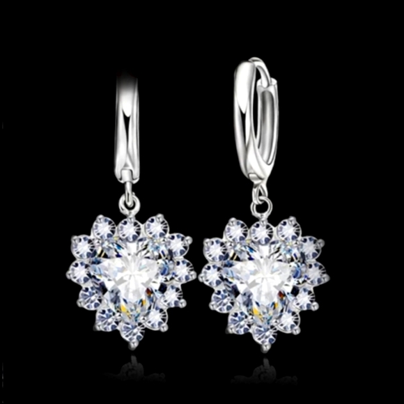 Swarovski Elements 925 Sterling Silver Heart Earrings NEW - Picture 3 of 15